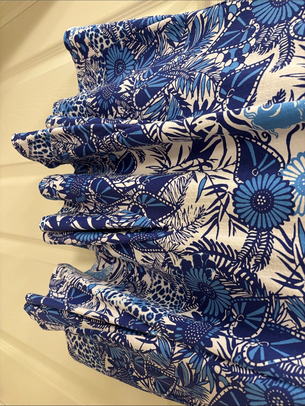 IBKUL Blue and White Floral Print Sleeveless Polo  Golf Midi Dress - Picture 7 of 7